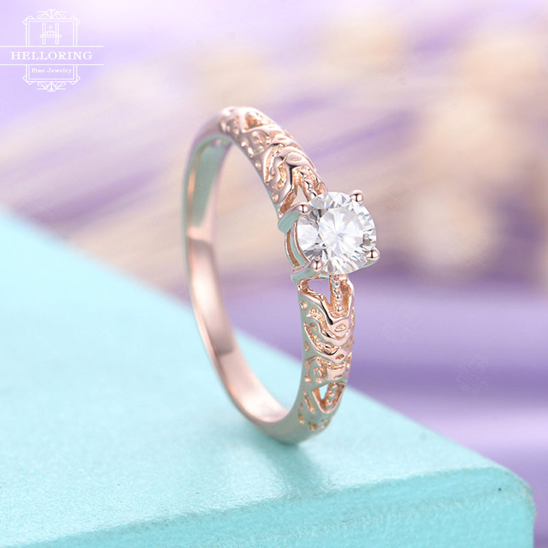 Art Deco 2 Carat Cushion Cut Champagne Diamond Moissanite Wedding Ring –  agemz