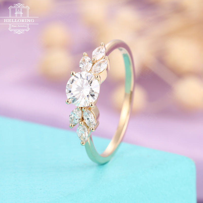 Moissanite engagement ring rose gold, Marquise shaped diamond wedding ring for women, unique jewelry,bridal ring, Anniversary gifts for her