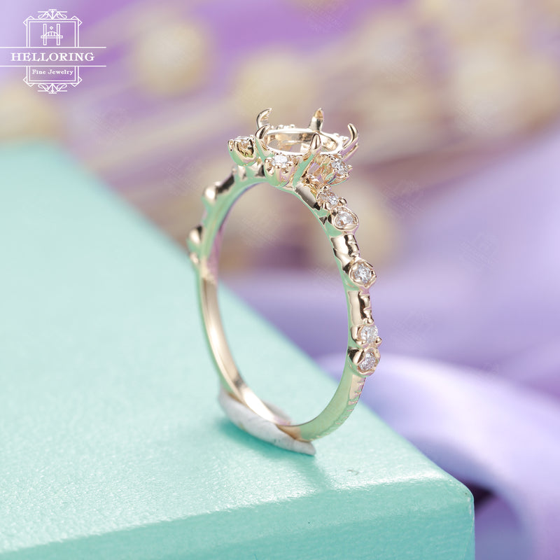 Vintage Oval Olive Green Sapphire Engagement Ring Rose Gold Green Gemstone Wedding  Ring Diamond Cluster Custom Promise Rings for Women Gift - Etsy